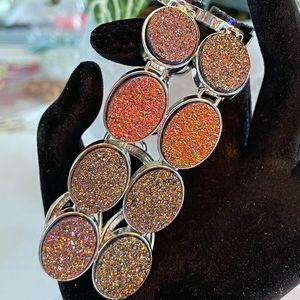 Sterling Silver Double Row Druzy Bracelet